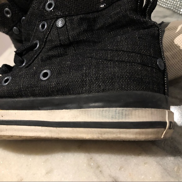 DIESEL High-Top Black Jean Sneakers With Sequins - Picture 12 of 14